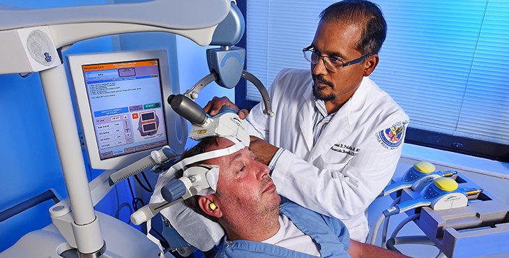 Prasad Padala demonstrates transcranial magnetic stimulation