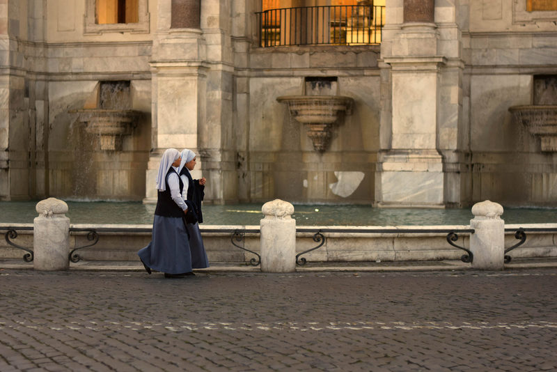 Nuns Walking In Rome