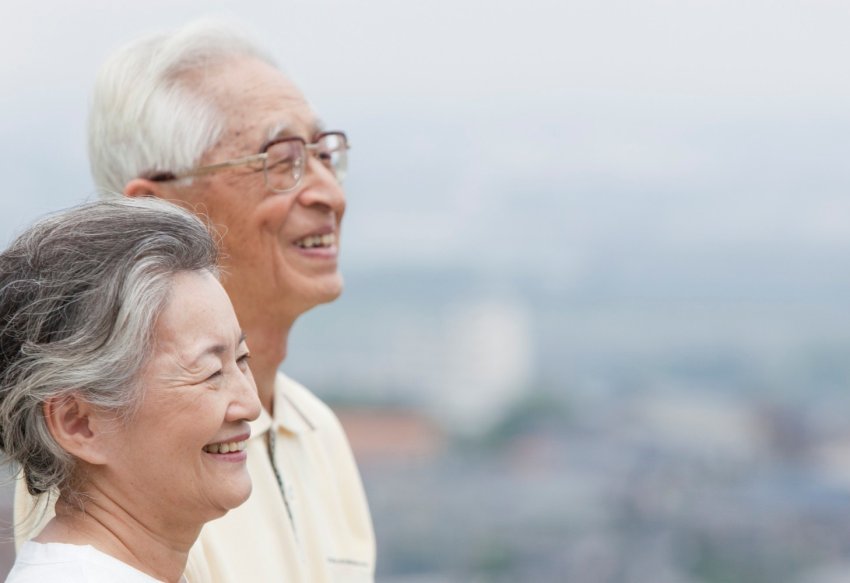 asian couple aging gracefully