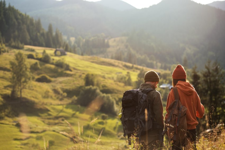 rural travelers in nature outdoor 